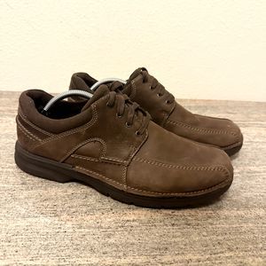 Clarks Senner Blvd Mens Size 11 M Oxford Brown Nubuck Leather Lace Up
